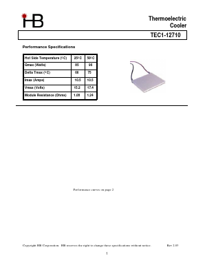 TEC1-12710 Datasheet PDF ETC2