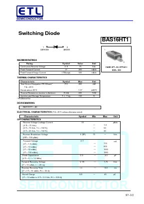 BAS16HT1 Datasheet PDF E-Tech Electronics LTD