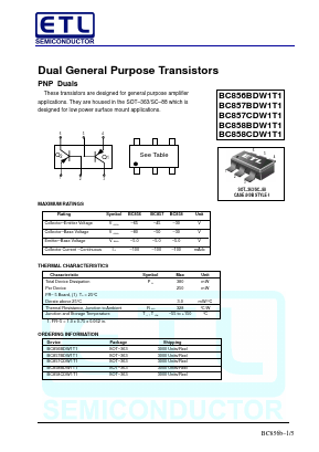 BC858CDW1T1 Datasheet PDF E-Tech Electronics LTD