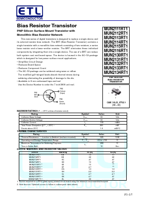 MUN2116RT1 Datasheet PDF E-Tech Electronics LTD