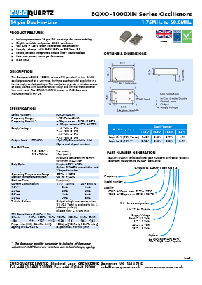 EQXO-1000XN Datasheet PDF EUROQUARTZ limited