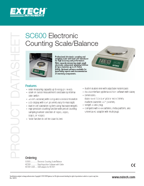 SC600 Datasheet PDF Extech Instruments Corporation.