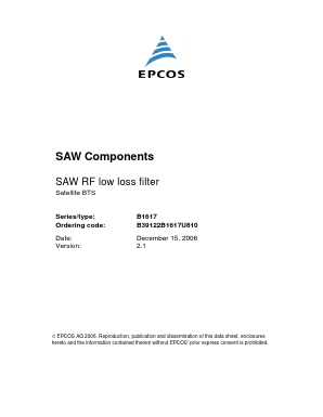 B1617 Datasheet PDF EPCOS AG