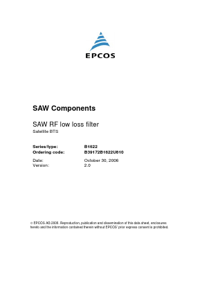 B1622 Datasheet PDF EPCOS AG