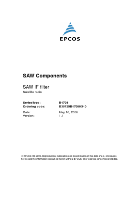 B1708 Datasheet PDF EPCOS AG