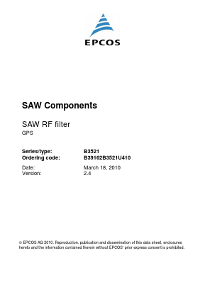 B39162B3521U410 Datasheet PDF EPCOS AG