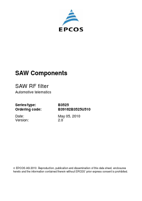 B3525 Datasheet PDF EPCOS AG