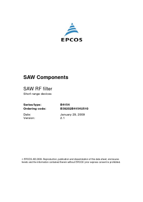 B4154 Datasheet PDF EPCOS AG