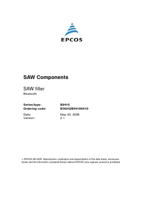 B9410 Datasheet PDF EPCOS AG