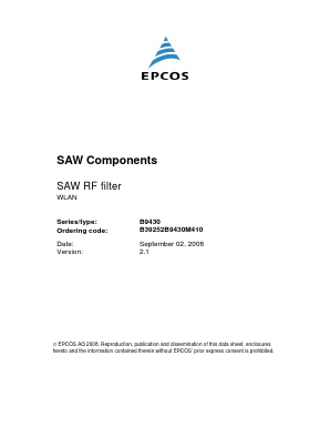 B9430 Datasheet PDF EPCOS AG