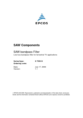X7550D Datasheet PDF EPCOS AG