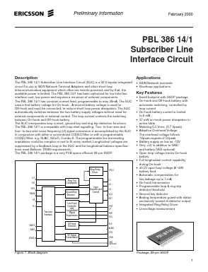 PBL386141SHT Datasheet PDF Ericsson 
