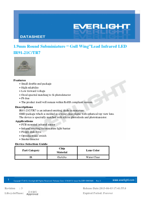 IR91-21C-TR7 Datasheet PDF EVERLIGHT