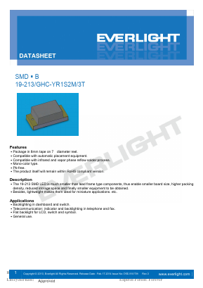 19-213/GHC-YR1S2M/3T Datasheet PDF EVERLIGHT