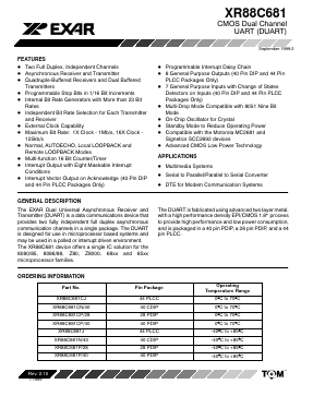 XR88C681P Datasheet PDF Exar Corporation