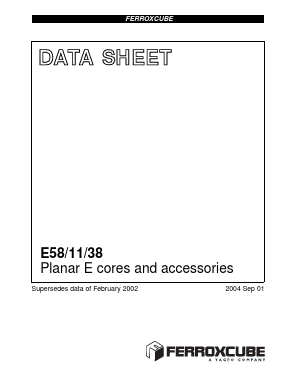 E58/11/38-3C90-A315-P Datasheet PDF Ferroxcube International Holding B.V.