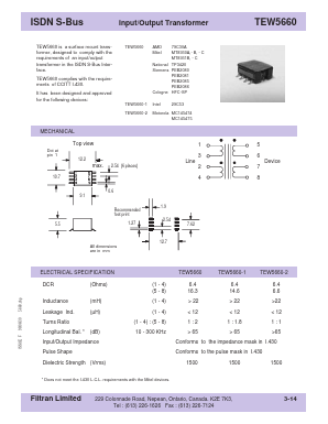 TEW5660-2 Datasheet PDF Filtran LTD
