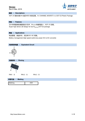 SI2302 Datasheet PDF Foshan Blue Rocket Electronics Co.,Ltd.