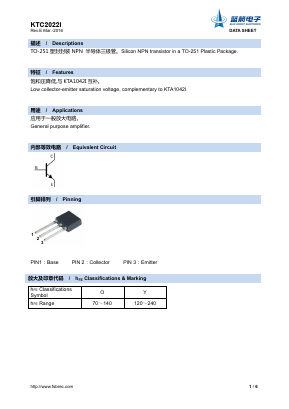 KTC2022I Datasheet PDF Foshan Blue Rocket Electronics Co.,Ltd.