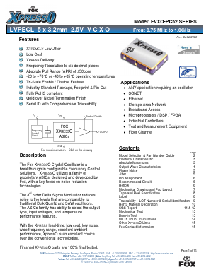 FVXO-PC52 Datasheet PDF Fox Electronics