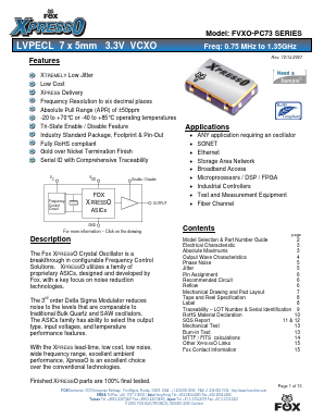 FVXO-PC73B-1244.16 Datasheet PDF Fox Electronics