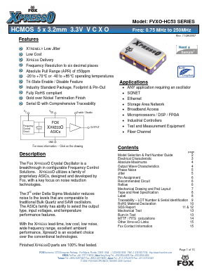 FVXO-HC53BR Datasheet PDF Fox Electronics
