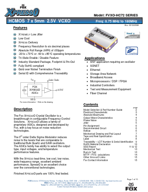 FVXO-HC72 Datasheet PDF Fox Electronics