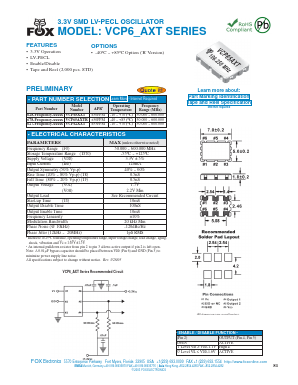 VCP6_AXT Datasheet PDF Fox Electronics
