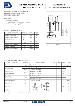 MJE13002B Datasheet PDF First Silicon Co., Ltd
