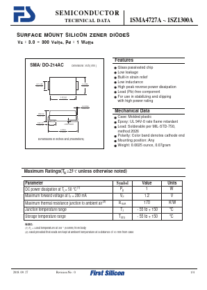 1SMA4729A Datasheet PDF First Silicon Co., Ltd