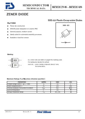 BZX52C2V4S Datasheet PDF First Silicon Co., Ltd