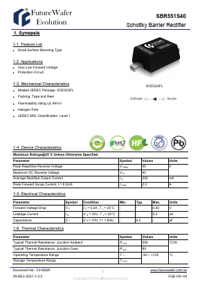 SBR551S40 Datasheet PDF FutureWafer Tech Co.,Ltd