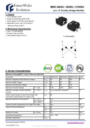 MBS260SU Datasheet PDF FutureWafer Tech Co.,Ltd