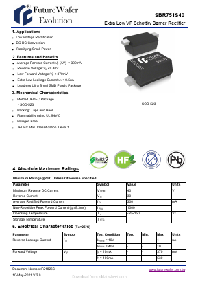 SBR751S40 Datasheet PDF FutureWafer Tech Co.,Ltd