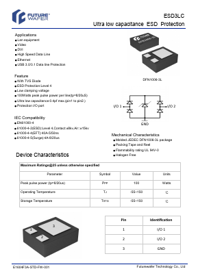 ESD3LC-0.4PF Datasheet PDF FutureWafer Tech Co.,Ltd