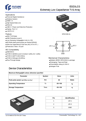 ESD3LCS Datasheet PDF FutureWafer Tech Co.,Ltd