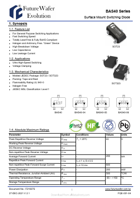 BAS40-04W Datasheet PDF FutureWafer Tech Co.,Ltd