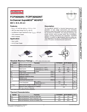 FCP36N60N Datasheet PDF Fairchild Semiconductor