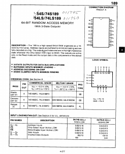 74S189PC Datasheet PDF Fairchild Semiconductor