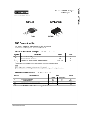 D45H8 Datasheet PDF Fairchild Semiconductor