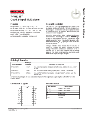74VHC157MTC Datasheet PDF Fairchild Semiconductor
