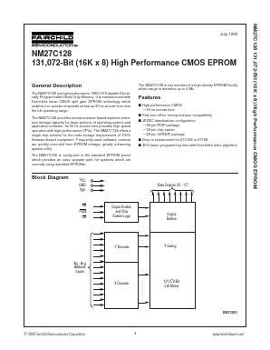 NM27C128NE200 Datasheet PDF Fairchild Semiconductor