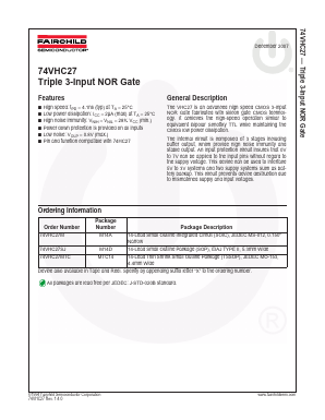 74VHC27MTC Datasheet PDF Fairchild Semiconductor