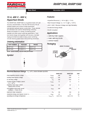 RHRP1540 Datasheet PDF Fairchild Semiconductor