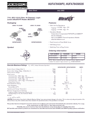 HUFA76439P3 Datasheet PDF Fairchild Semiconductor