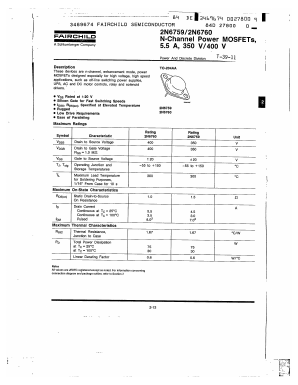 2N6760 Datasheet PDF Fairchild Semiconductor