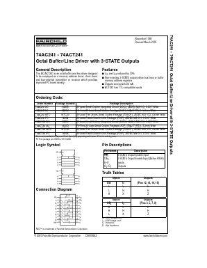 74AC241SCX Datasheet PDF Fairchild Semiconductor