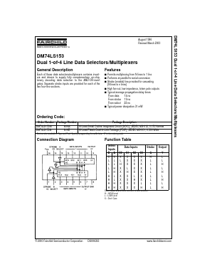 DM74LS153N Datasheet PDF Fairchild Semiconductor
