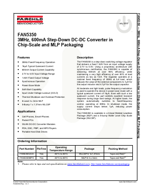 FAN5350UCX Datasheet PDF Fairchild Semiconductor
