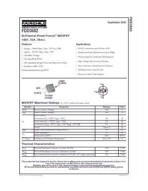 FDD3682 Datasheet PDF Fairchild Semiconductor